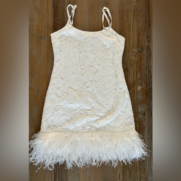 LIKELY Mari Dress - Feather Trim Cocktail Minidress - Picture 4 of 4